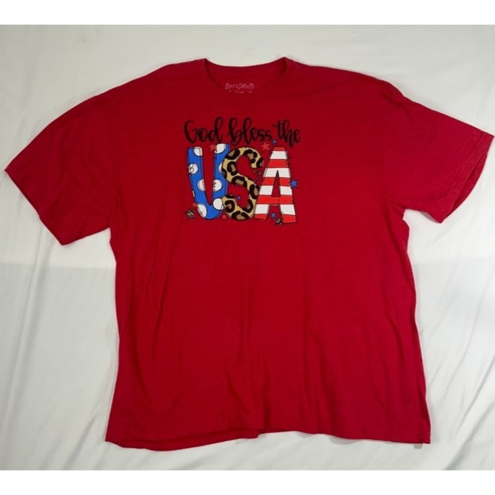 Love in Faith God Bless the USA womens size 3xl red t-shirt